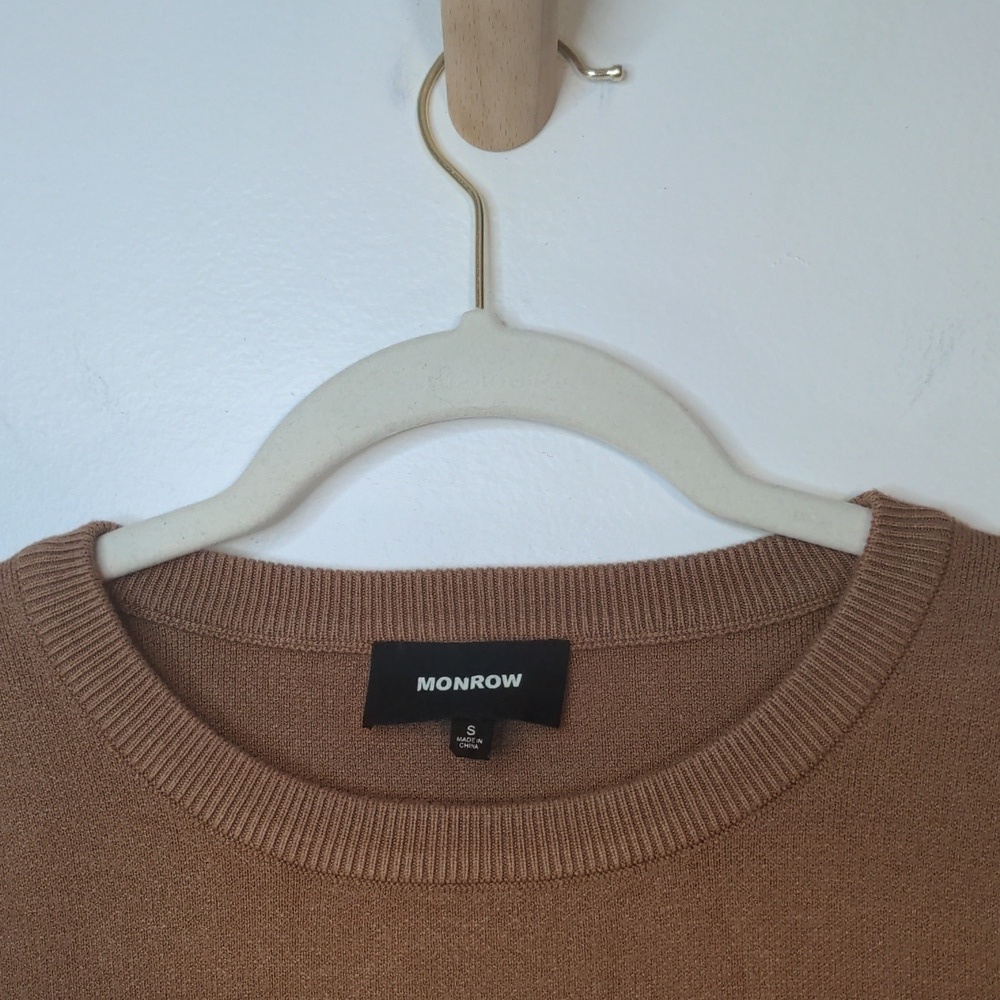 Monrow Supersoft Cut Out Camel Knit Sweater Small - Picture 5 of 9